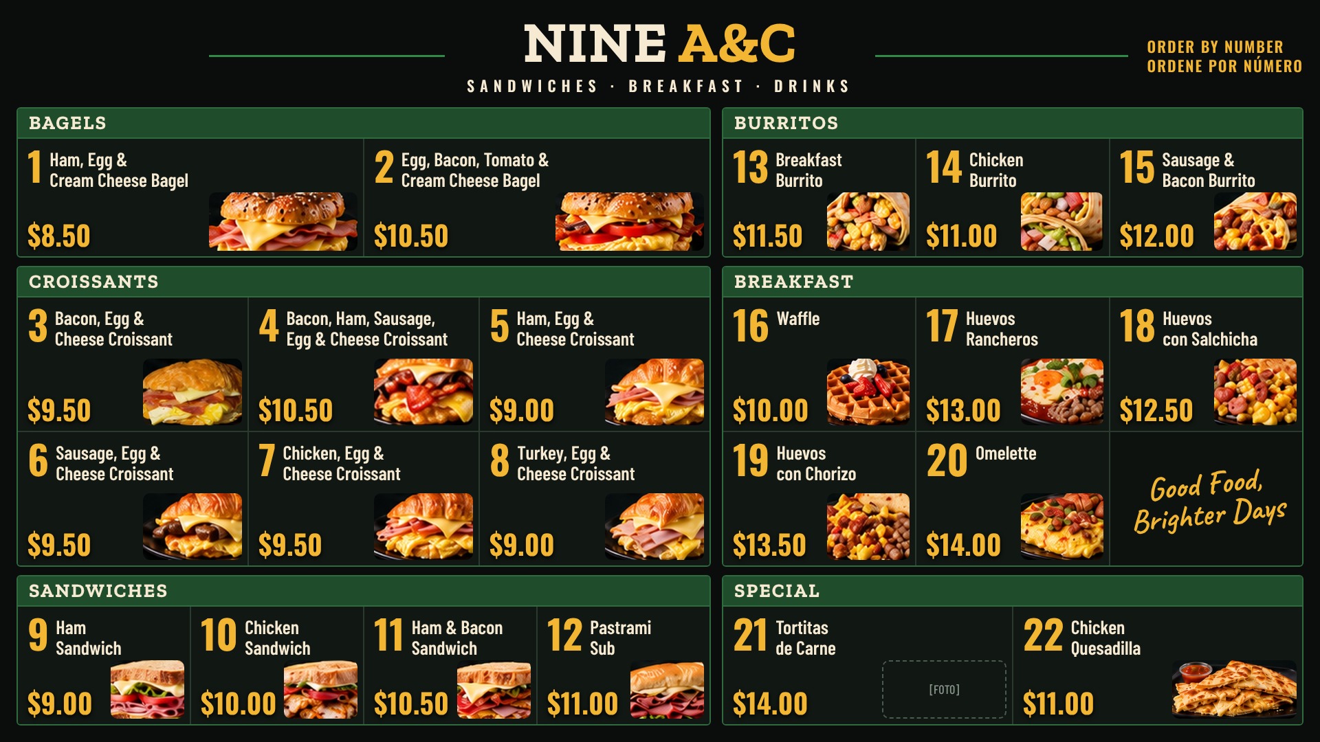 Menú NINE A&C